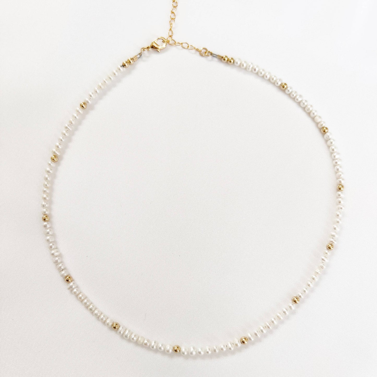 Dainty Freshwater Pearl Choker Necklace Gold Filled