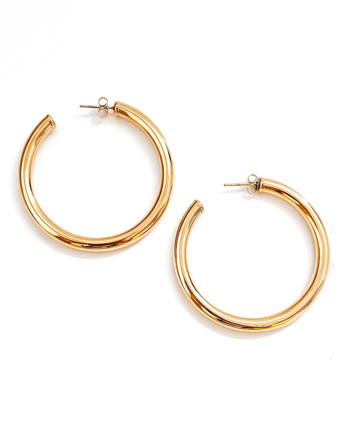 Ethel Gold Hoop Earrings LARGE 2"