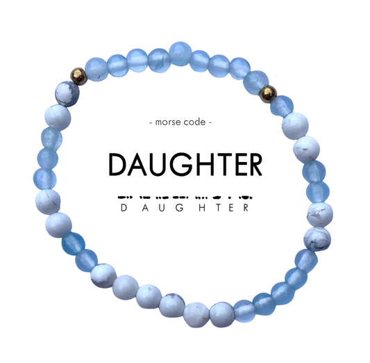 MINI Morse Code Bracelet | DAUGHTER: Marble/Cloudy Blue