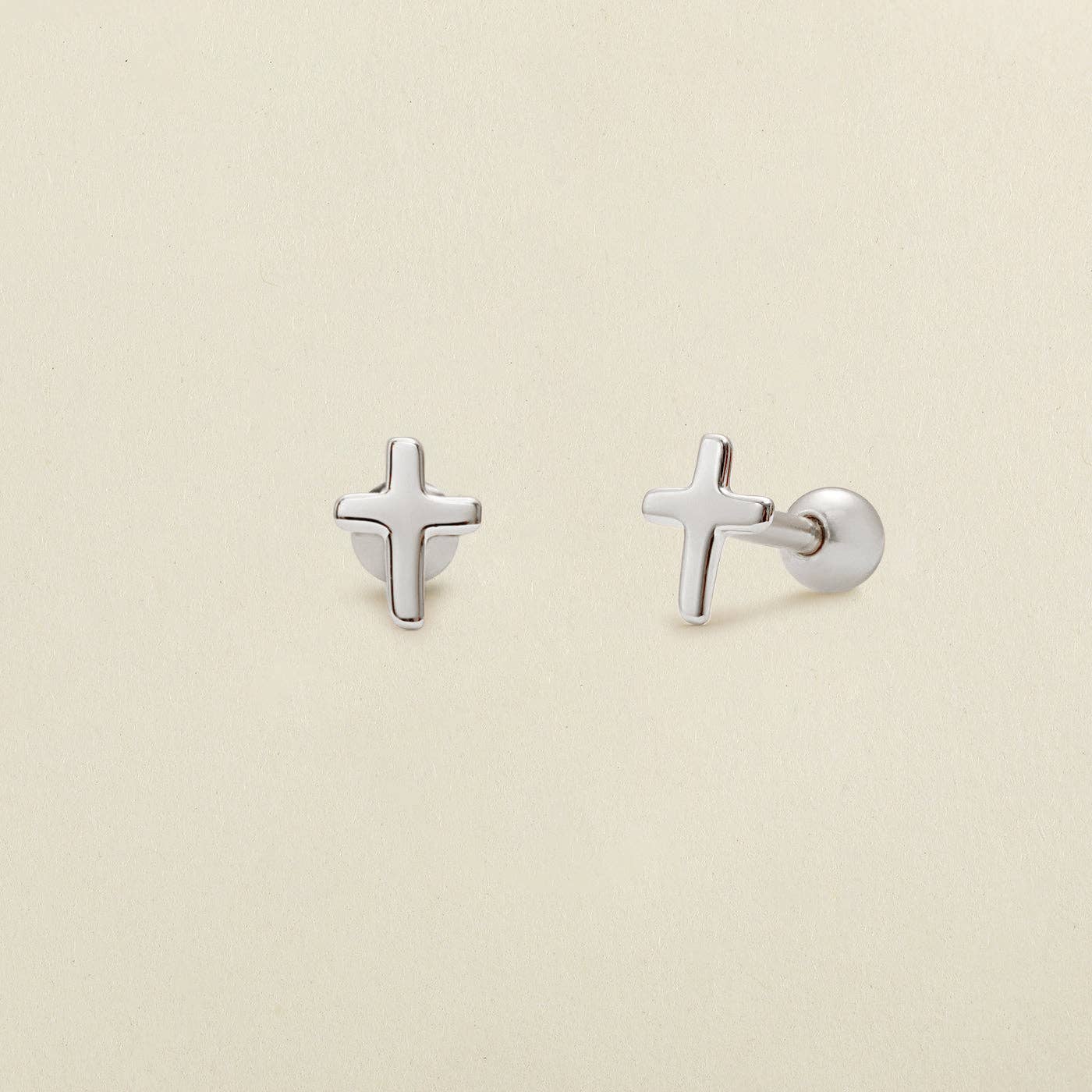 Live In Stud Earrings: Silver / Cross